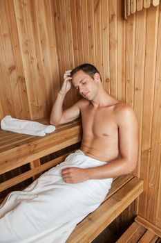 Man rest inside the sauna