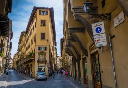a detail of via del parione street in Florence