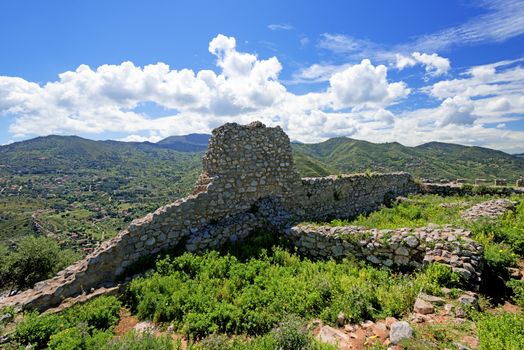 Ancient fortress on mountain in Cefalu city on Sicily island, Italy