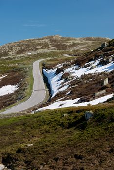 Norway road landscape on high mountains