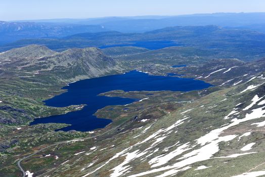 Gaustatoppen mountain at sunny summer day