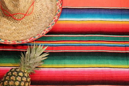 striped poncho serape fiesta background with copyspace