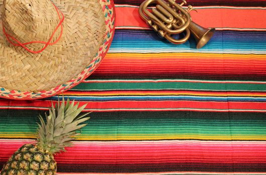 striped poncho serape fiesta background with copyspace