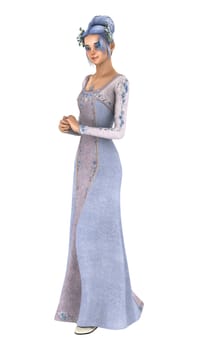 3D digital render of a beautiful princess of spring isolated on white background