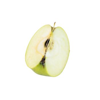 Yellow Renetta Apple slice cutout isolated on white background