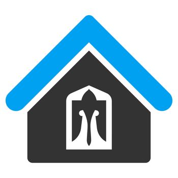 Home icon from Business Bicolor Set. Glyph style is bicolor flat symbol, blue and gray colors, rounded angles, white background.
