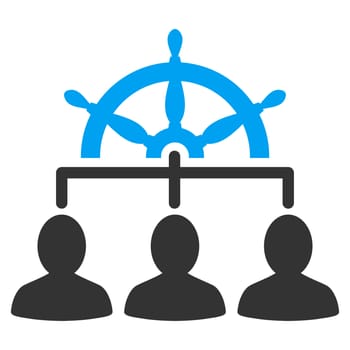 Management icon from Business Bicolor Set. Glyph style is bicolor flat symbol, blue and gray colors, rounded angles, white background.