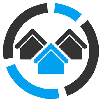 Realty diagram icon from Business Bicolor Set. Glyph style is bicolor flat symbol, blue and gray colors, rounded angles, white background.