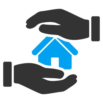 Realty insurance icon from Business Bicolor Set. Glyph style is bicolor flat symbol, blue and gray colors, rounded angles, white background.
