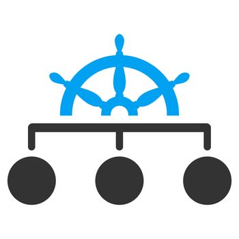 Rule icon from Business Bicolor Set. Glyph style is bicolor flat symbol, blue and gray colors, rounded angles, white background.