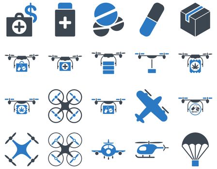 Medical icon set. Style: bicolor icons drawn with smooth blue colors on a white background.