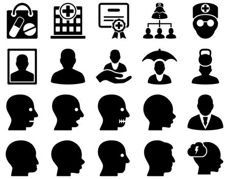 Medical icon set. Style: icons drawn with black color on a white background.