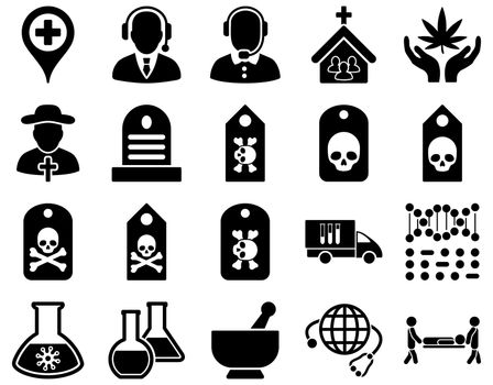 Medical icon set. Style: icons drawn with black color on a white background.