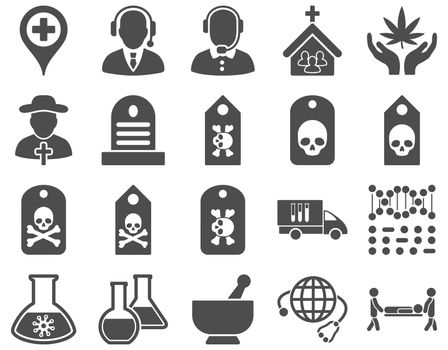 Medical icon set. Style: icons drawn with gray color on a white background.