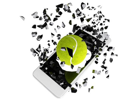 tennis ball burst out of the smartphone