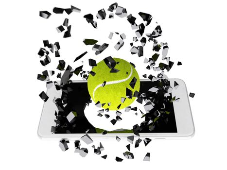 tennis ball burst out of the smartphone