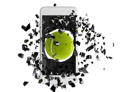 tennis ball burst out of the smartphone