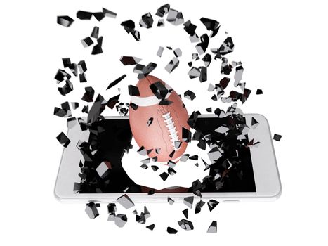 football burst out of the smartphone