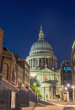 St Paul Cathedral at night in London.