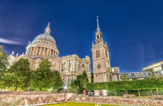 St Paul Cathedral at night in London.