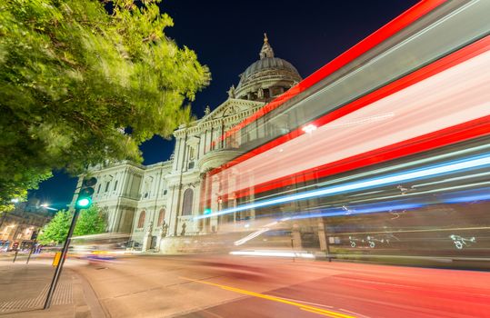 St Paul Cathedral from city street - London.