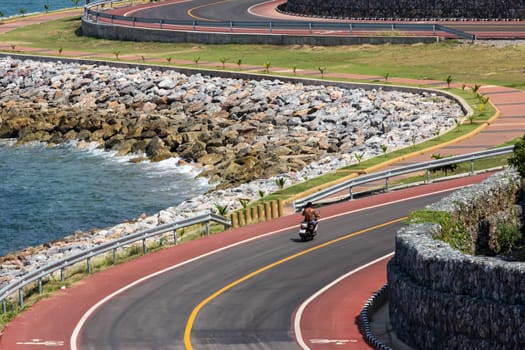 Winding road by the sea in Chanthaburi, Thailand