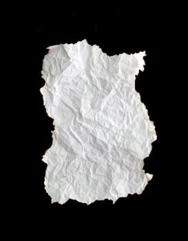white crumpled  paper on black  background