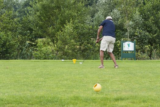 DELDEN,HOLLAND- JULI 5:Unidentified golfer participate in open golf tournement on Juli 5 2015 in Delden Holland, this game is held once a year