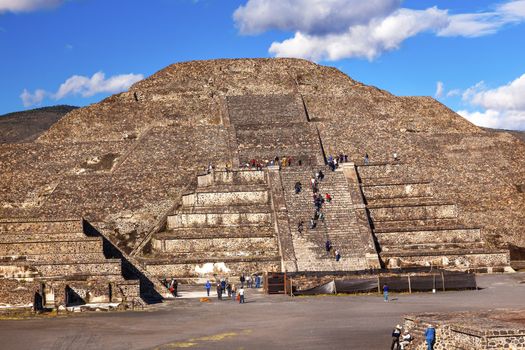 Climbing Temple of Moon Pyramid Teotihuacan Mexico City Mexico