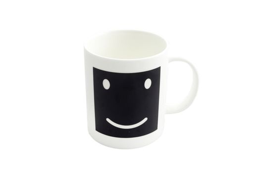 Empty smile coffee cup or smile coffee mug isolated on white background.