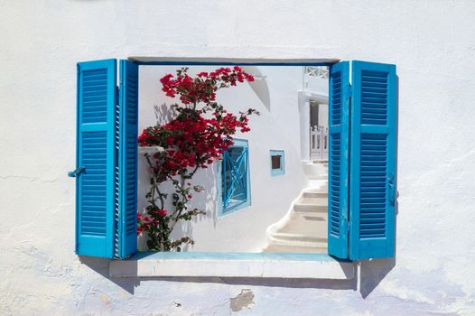 Traditional architecture of Oia village on Santorini island, Greece