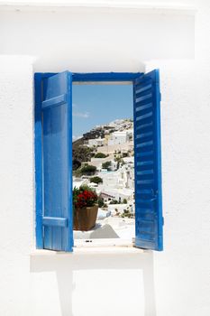 Traditional architecture of Oia village on Santorini island, Greece