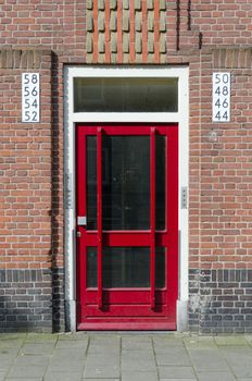 Door outside apartment building in Amsterdam, Netherlands