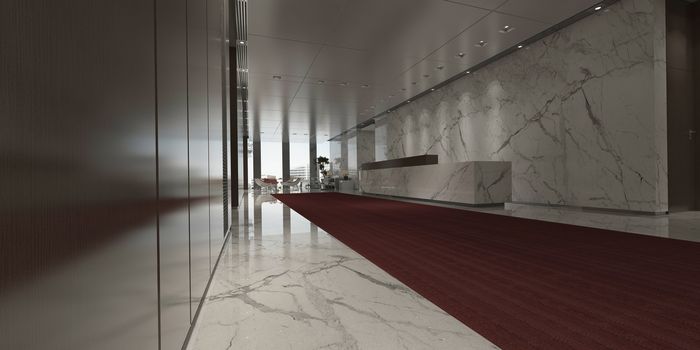 Office corridor photorealistic 3d render