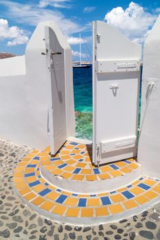 Traditional architecture of Oia village on Santorini island, Greece