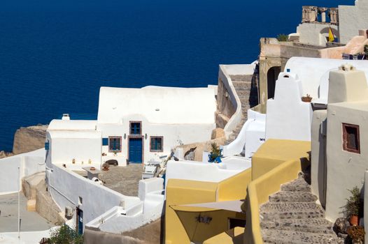 Traditional architecture of Oia village on Santorini island, Greece