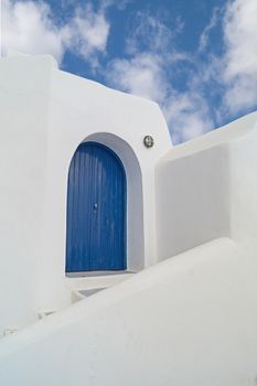 Traditional architecture of Oia village on Santorini island, Greece