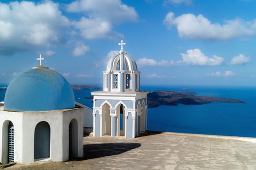 Traditional architecture of Oia village on Santorini island, Greece