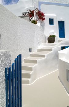 Traditional architecture of Oia village on Santorini island, Greece