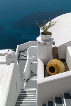 Traditional architecture of Oia village on Santorini island, Greece