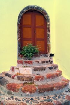 Traditional architecture of Oia village on Santorini island, Greece