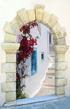 Traditional architecture of Oia village on Santorini island, Greece