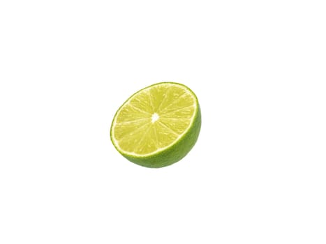 Lime cut in half isolated on white background