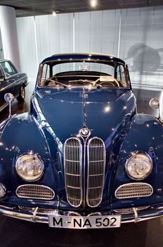 MUNICH, GERMANY-OCTOBER 31, 2014: Classic BMW car on Display in BMW Museum in October 31, 2014, Munich, Republic of Germany