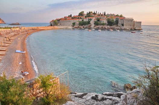 Old town of Sveti Stefan in Montenegro