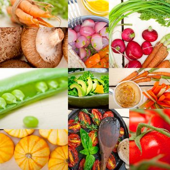 fresh hearthy healthy vegetables selection food collage composition 