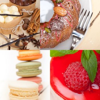 fresh colorful delicious homemade dessert cake selection composition collage 