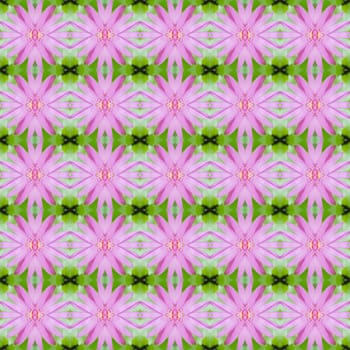 Pink lotus or waterlily with yellow pollen on green leaves seamless use as pattern and wallpaper.