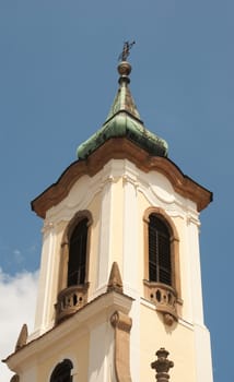 Belfry at blue sky in Budapest, Hungary