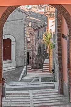 perspective of stairway in alley